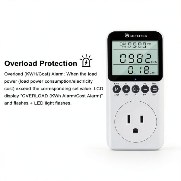 KETOTEK Power Monitor Plug with LCD Display and Alarm-4
