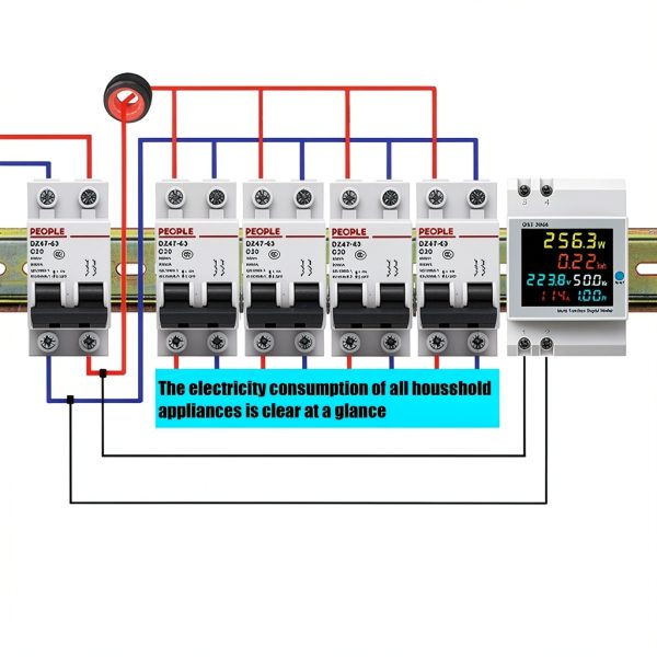 Industrial Power Meter Walfront D52-2066 LCD Display with 6 Parameters-3