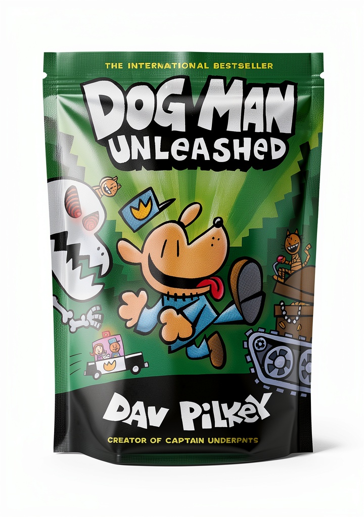 Installing Dog Man Book 2 Illustrated Edition by Graphix Kids Graphic Novel on a wooden desk