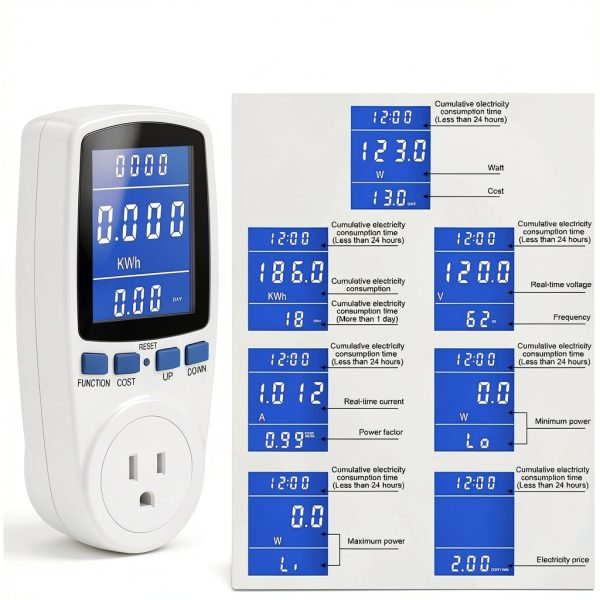 Fayleeko Power Meter PMP01 White Corded 1650W Overload Protection-2